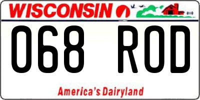 WI license plate 068ROD