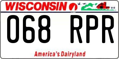 WI license plate 068RPR