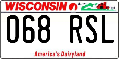 WI license plate 068RSL