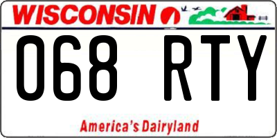 WI license plate 068RTY