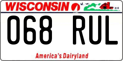 WI license plate 068RUL