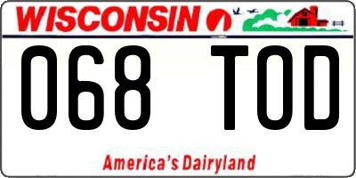 WI license plate 068TOD