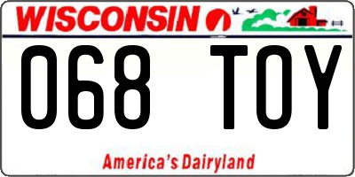 WI license plate 068TOY
