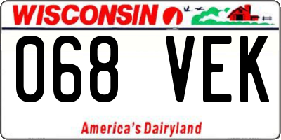 WI license plate 068VEK