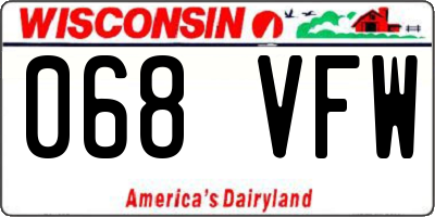 WI license plate 068VFW
