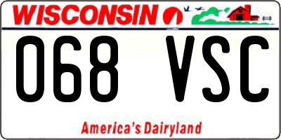 WI license plate 068VSC