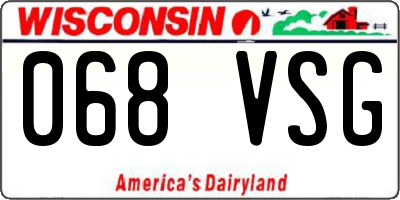 WI license plate 068VSG
