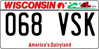 WI license plate 068VSK