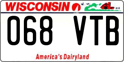 WI license plate 068VTB