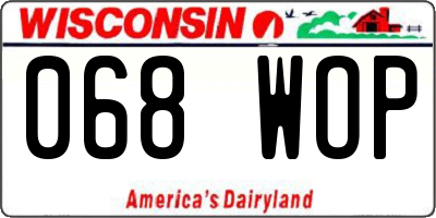 WI license plate 068WOP