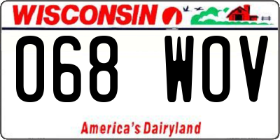 WI license plate 068WOV