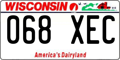 WI license plate 068XEC