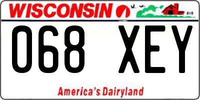 WI license plate 068XEY