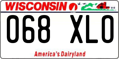 WI license plate 068XLO