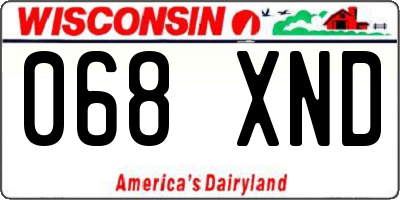 WI license plate 068XND