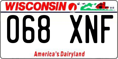 WI license plate 068XNF