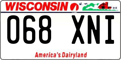 WI license plate 068XNI
