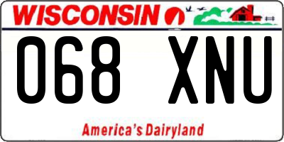 WI license plate 068XNU
