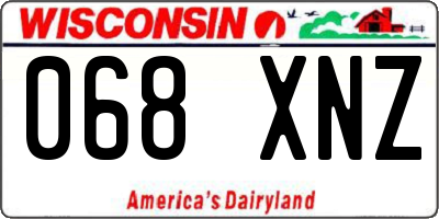 WI license plate 068XNZ