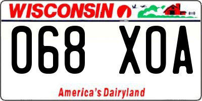 WI license plate 068XOA