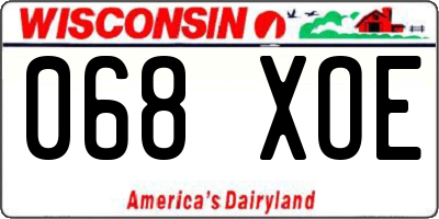 WI license plate 068XOE