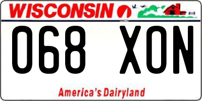 WI license plate 068XON