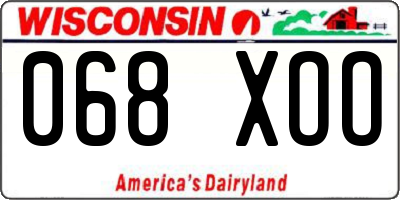 WI license plate 068XOO