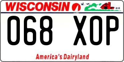 WI license plate 068XOP