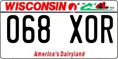 WI license plate 068XOR