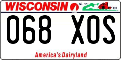 WI license plate 068XOS
