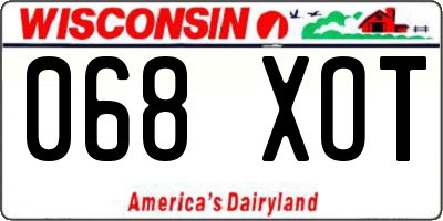 WI license plate 068XOT