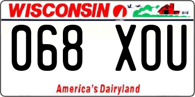 WI license plate 068XOU