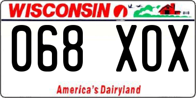 WI license plate 068XOX
