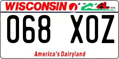 WI license plate 068XOZ