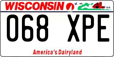 WI license plate 068XPE