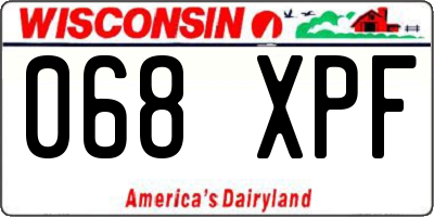 WI license plate 068XPF