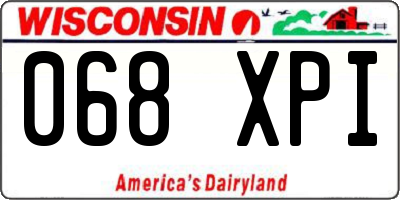 WI license plate 068XPI
