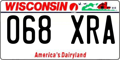 WI license plate 068XRA