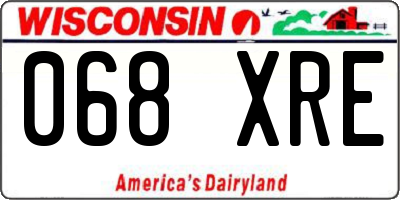 WI license plate 068XRE