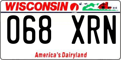 WI license plate 068XRN