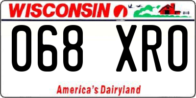 WI license plate 068XRO