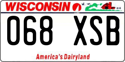 WI license plate 068XSB