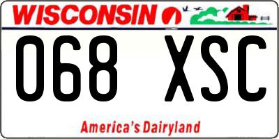 WI license plate 068XSC