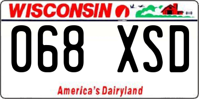 WI license plate 068XSD