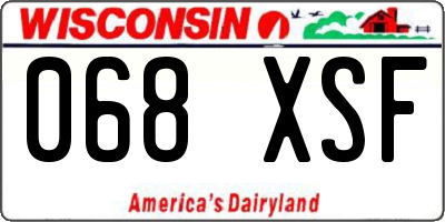 WI license plate 068XSF