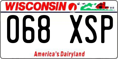 WI license plate 068XSP