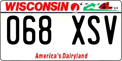 WI license plate 068XSV
