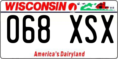 WI license plate 068XSX