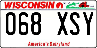 WI license plate 068XSY
