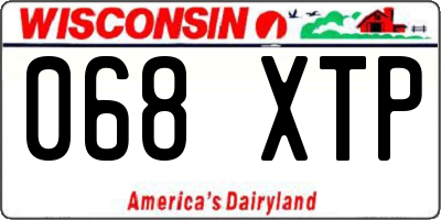 WI license plate 068XTP
